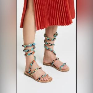 NWT FREE PEOPLE Havana Wrap Around Gladiator Sandal Braided Rainbow
